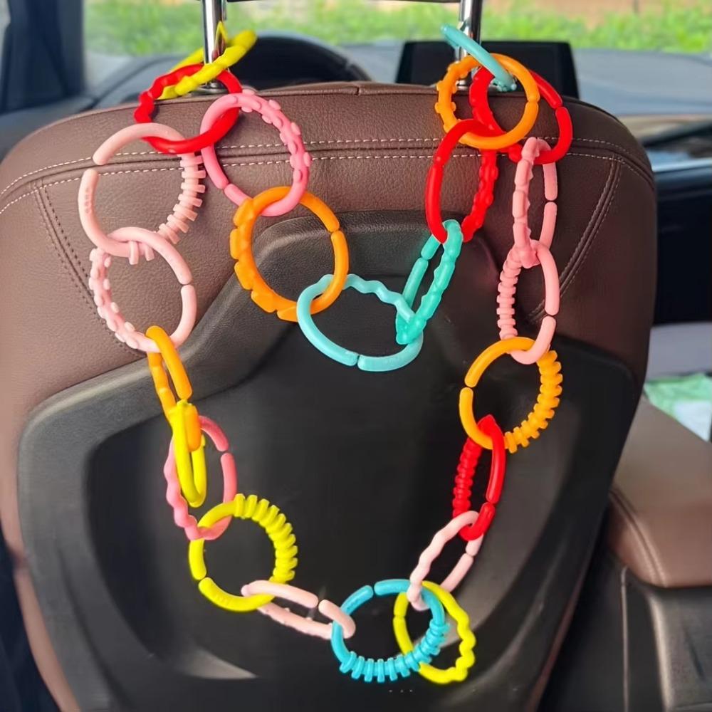 10PCS Smooth Surface Rainbow Hanging Ring Rainbow Color Handheld Grasp Babies And Toddlers Stroller