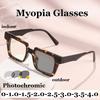 Fashionable High-Definition Anti-Blue Light Myopia Glasses Retro Square Frame Photochromic Myopia Glasses Photochromic Lenses