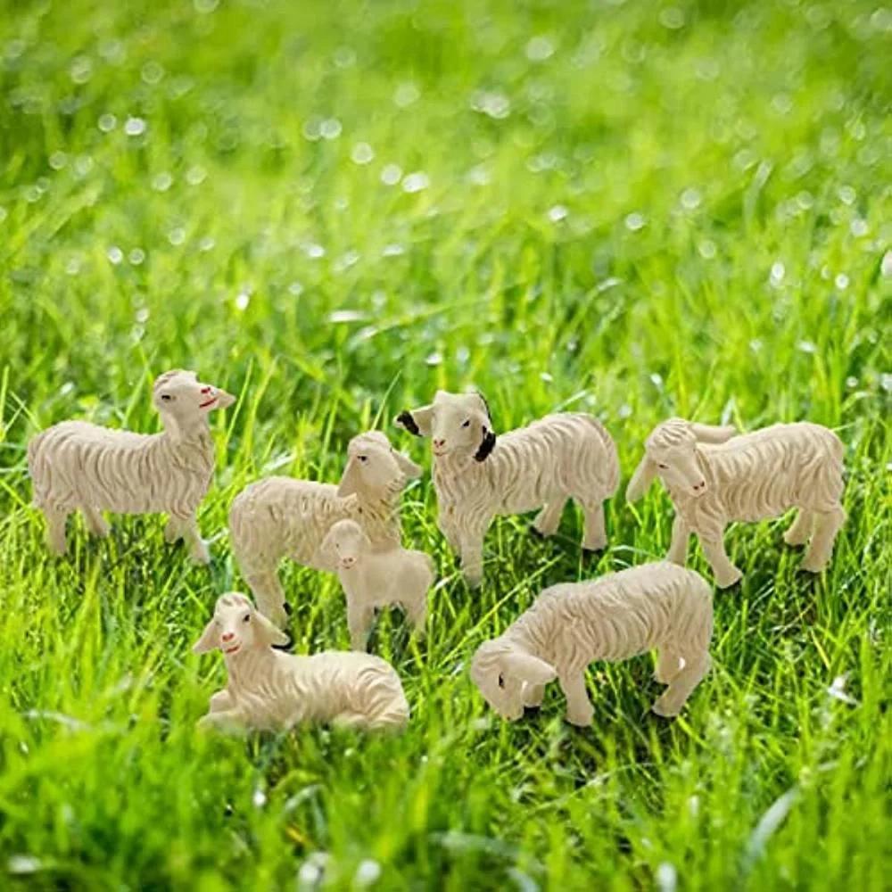 Miniature Garden Figurines Garden Sheep Statues Outdoor Decor Art Outdoor for Fall Winter Garden Decor