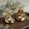 1pcChristmas Tree Candle Holder Gold Iron Snowflake Elk Candle Stand Ornament Christmas Decoration Vintage Tray Decorative Suppl