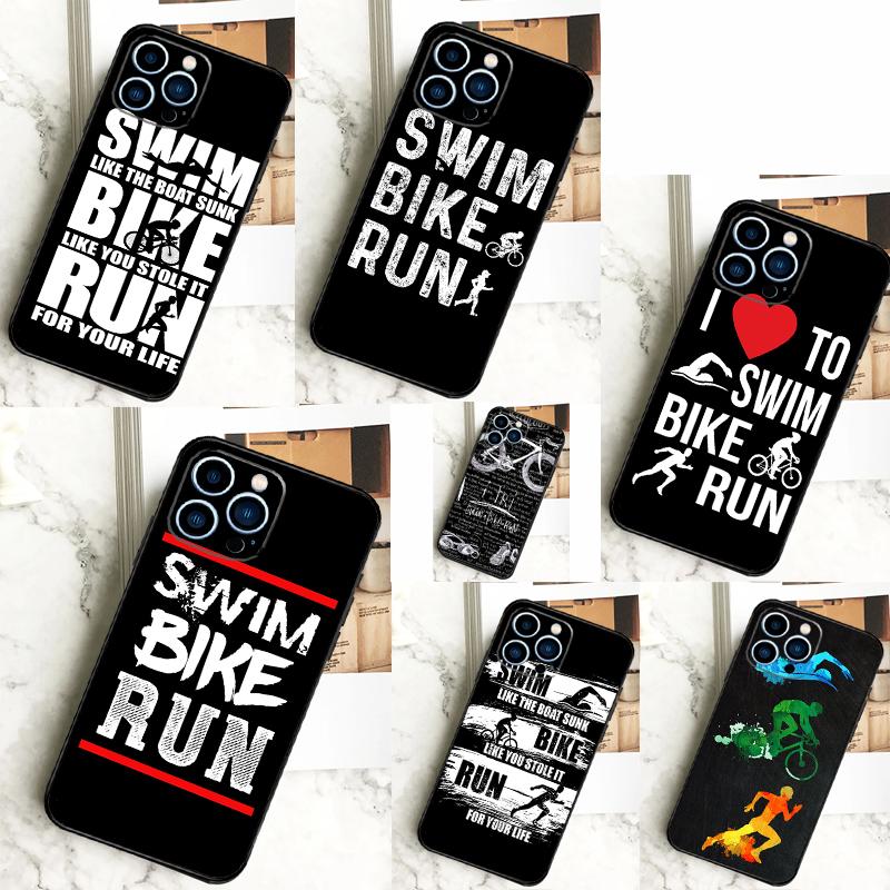 Чехол для телефона Triathlon Swim Bike Run для iPhone 11 12 13 14 16 15 Pro Max Mini 7 8 Plus X XR XS Max