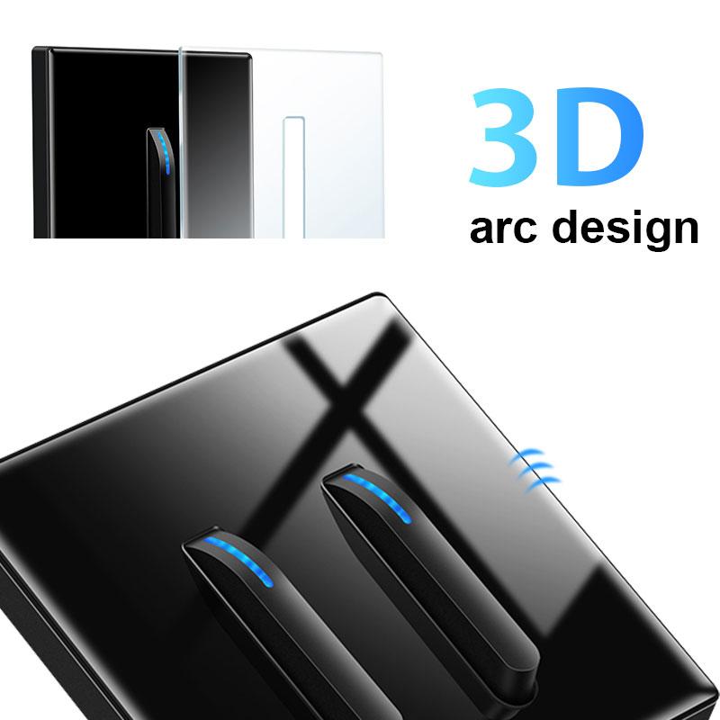 YINKA домашний настенный выключатель света, панель с кристаллом, переключатель из закаленного стекла, самосброс, 1 группа, 2 направления, светодиодный индикатор, клавиша фортепиано, настенная