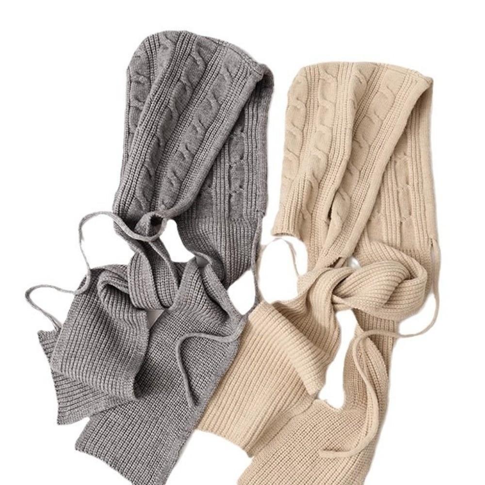 New Winter Warm Shawl Balaclava Hats Integrated Thicken Beanies Caps Ear Protection Soft Hooded Scarf