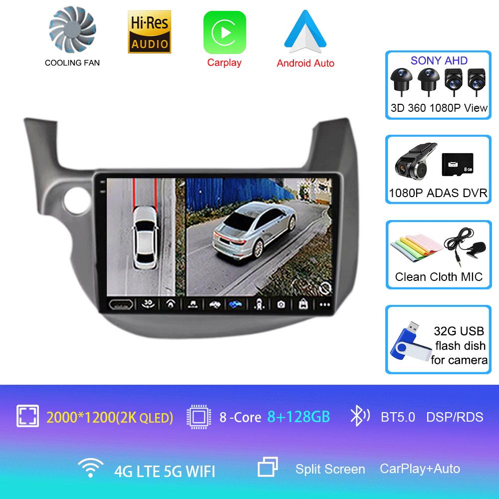 Android14 video Player Car Stereo Radio Multimedia Wireless Carplay Android Auto For HONDA FIT JAZZ 2008 - 2013 AUto GPS WIFI+4G