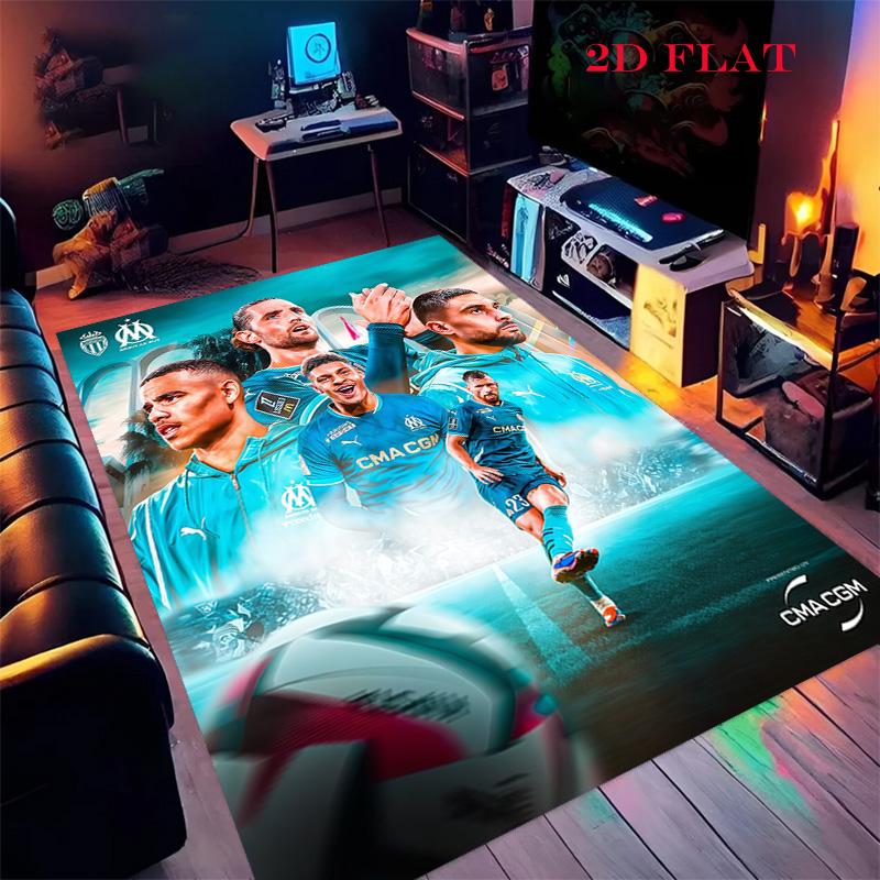 Olympique de Marseille Carpet Rug for Living Room Bedroom Home Sofa Decoration,Kids play Nonslip Floor Mat