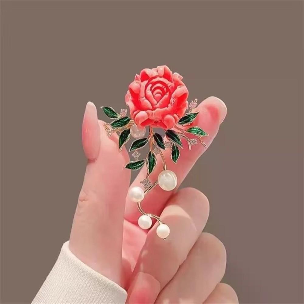 Zircon Peony Flower Brooches Sparkling Waist Fastening Pins  Waist Accessorizing