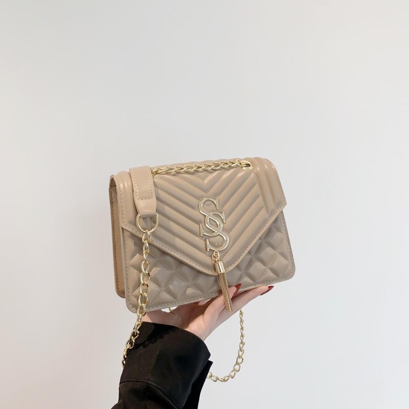 Сумка-цепочка в корейском стиле для женщин на весну и лето, новая модная сумка через плечо на одно плечо, маленькая квадратная сумка с вышитой нитью, женская сумка