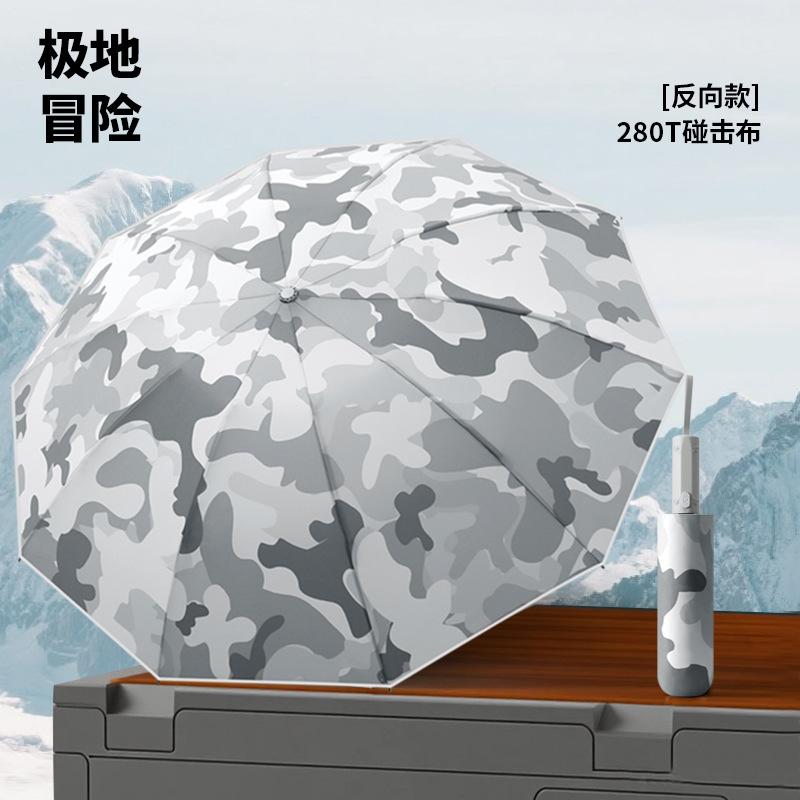 New Camouflage Automatic Umbrella Three-fold Umbrella Automatic Umbrella Sunscreen + Strong Windproof Weather and Rain Dual-purpose Outdoor Travel