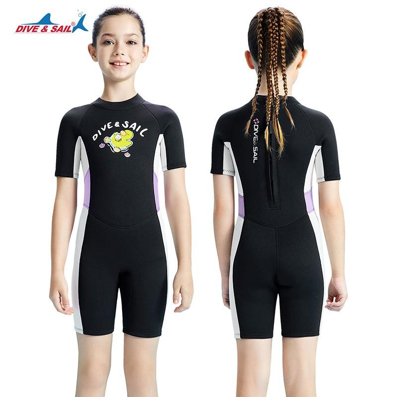 Kids 2.5mm Neoprene Wetsuit Short Sleeve Full Body Swimwear Snorkeling Surfing Swimming Warmth Protection
