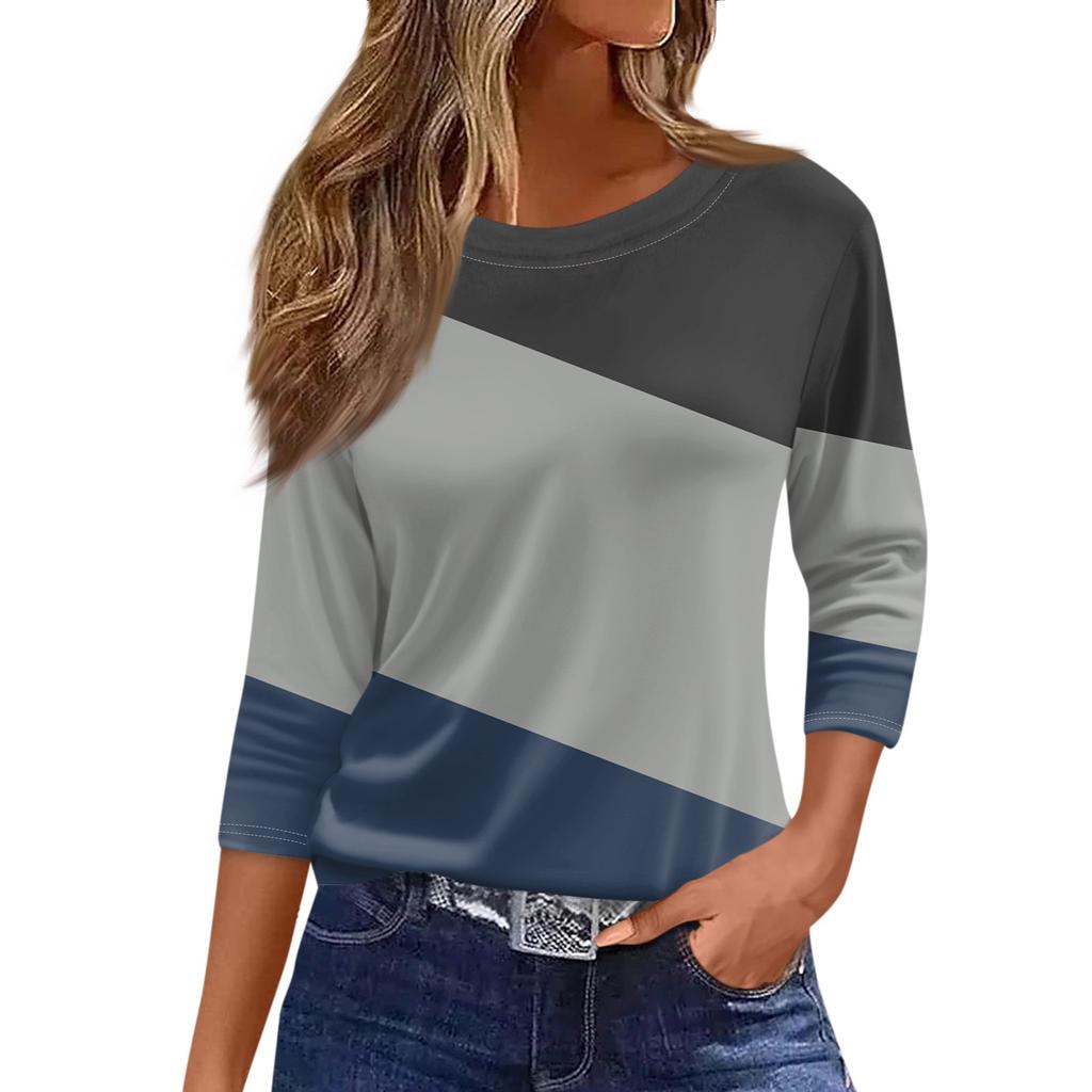 Traf 2024 Mujer женская мода повседневная круглая горловина рукав 3/4 свободная принтованная футболка женская верхняя одежда для женщин рубашка для женщин