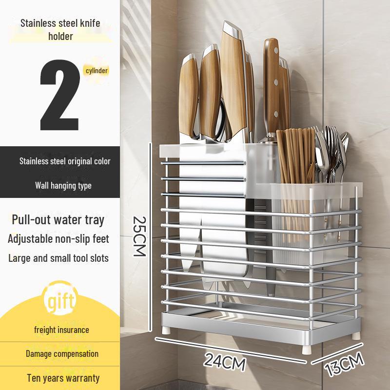 «Кухонный нож и держатель палочек для еды из нержавеющей стали с подставкой для разделочной доски»