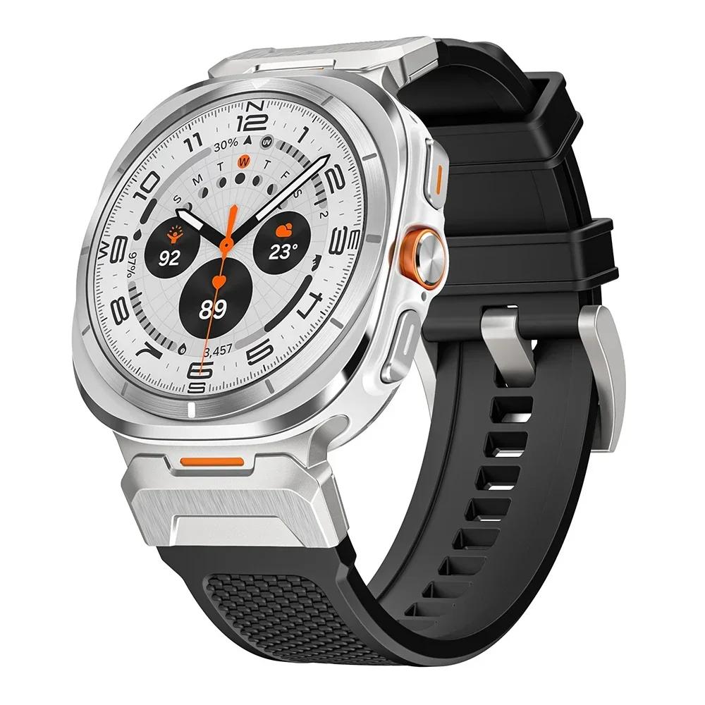 Silicone Bracelet for Samsung Galaxy Ultra Watch 47mm Rubber Men Band Metal Connector Strap for SAMSUNG galaxy watch 7 ULTRA 47