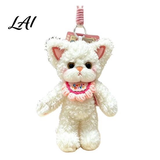 Fluffy Cat Key Ring Plush Pendant Cute Fuzzy Curly Kitten Charm Soft Animal Pendant for Backpacks Stuffed Keychain Backpack Gift Lovers Charm