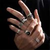 6pcs/Set Exaggerated Ring Skull Poker Clown Number Joker Shape Punk Personalized Ring Y2k Accessories Goth Skeleton Men Jewelry