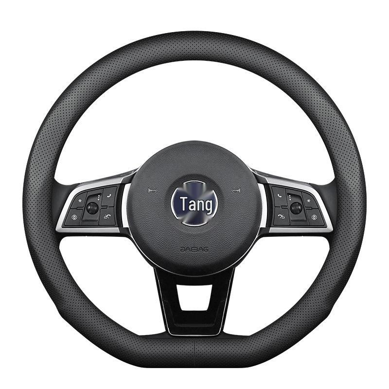 Premium Genuine Leather Steering Wheel Cover for BYD: Tang, DMI, Yuan, Song Pro, Qin Plus, Han EV, Dolphin, F3, S7