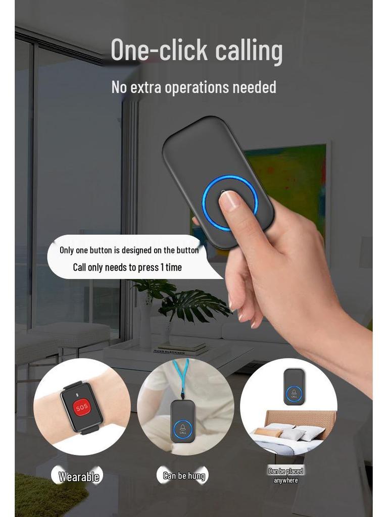 Пожилая беспроводная аварийная сигнализация со шнурком и музыкальным браслетом