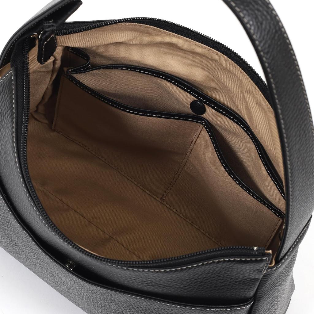 Сумка 2 в 1 с плечевым ремнем Бежевая строчка 15521 [Kitamura] полуплечевая Y-1377 Женская Черная/Песочная [Черный]