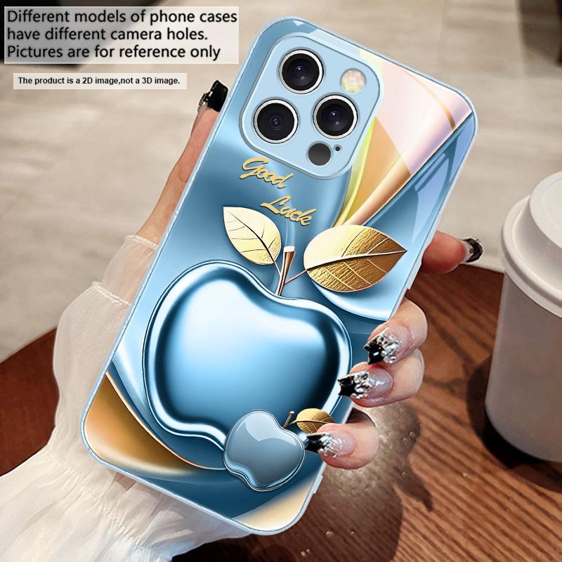 Apple Золотые листья для iPhone 16 E 15 14 13 Plus 12 mini 11 Pro Max XR Xs Max 16E X 7 8 6 6S 2022 Чехол для телефона из закаленного стекла