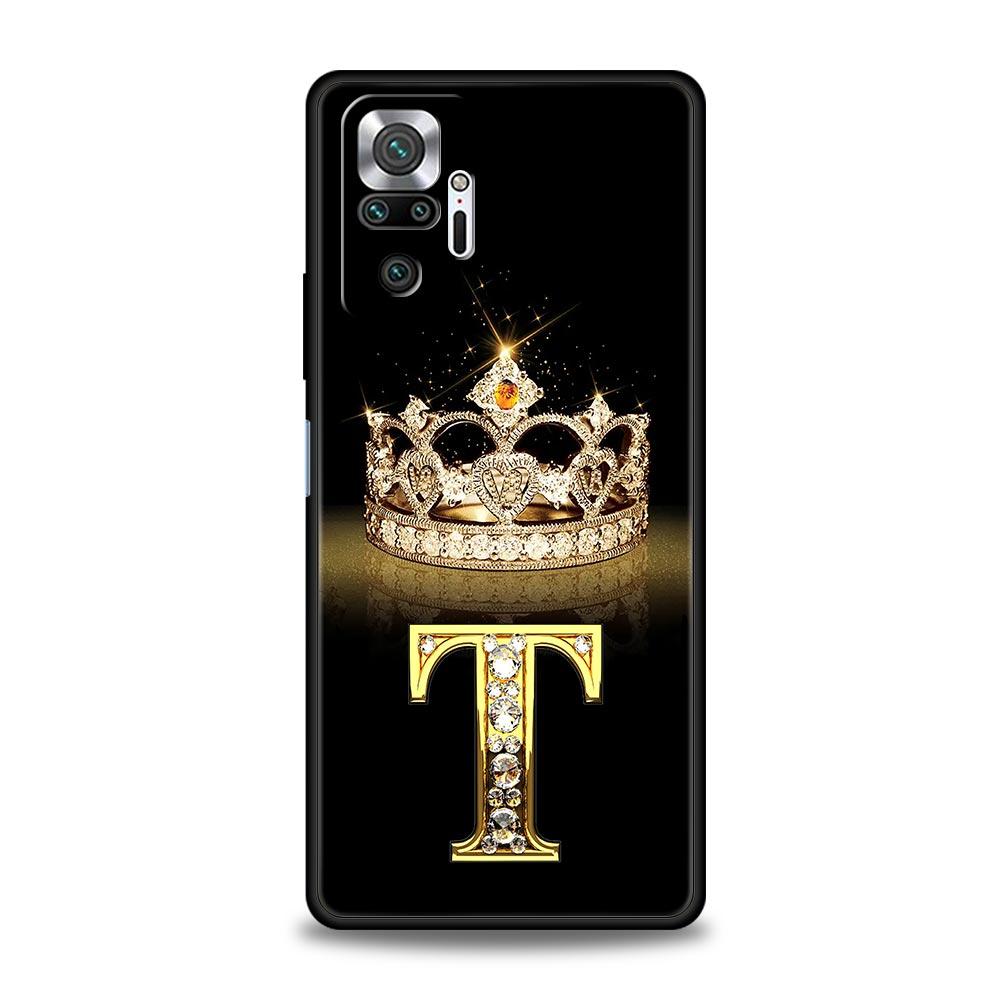 Чехол для телефона для Xiaomi Redmi Note 13 12 5G 9S 9 8 10 11 Pro 9T 13C 12C 10C 9C 9A 7 Pro Мягкий чехол Алмазная корона Буква 26 букв