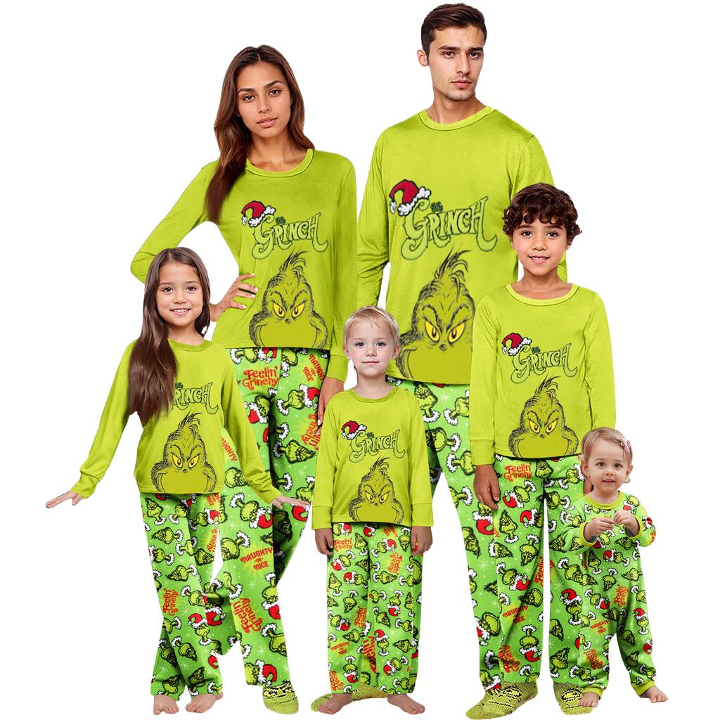 Родительско-детский домашний костюм с рождественским принтом, топ с длинным рукавом и брюки
