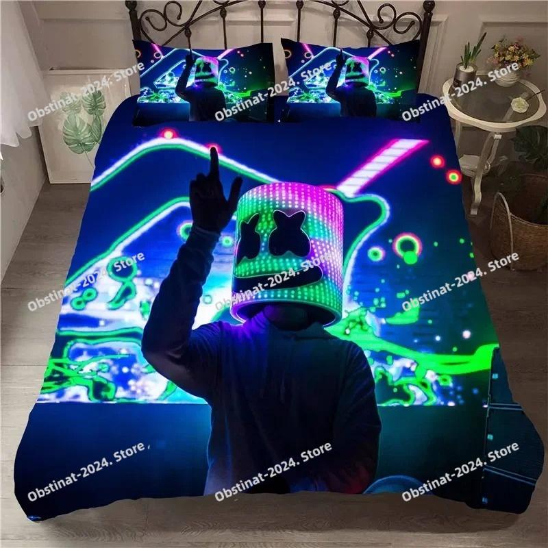 DJ Lovers Постельное белье Декор спальни 3D узор Маршмелло Мягкое пододеяльник с наволочкой Хип-хоп Музыка EDM Мозаика DJ Комплект постельного белья