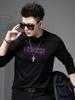 European Style Trendy Beaded Print Round Neck T-Shirt Men's 2025 New Autumn Long-Sleeve Base Shirt Men's Top