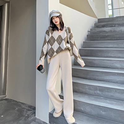 Утепленные брюки для мытья пола осень-зима с высокой посадкой и широкими штанинами