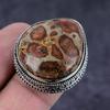 Natural Leopard Skin Jasper Gemstone Handmade 925 Sterling Silver Ring S.10 F6c49