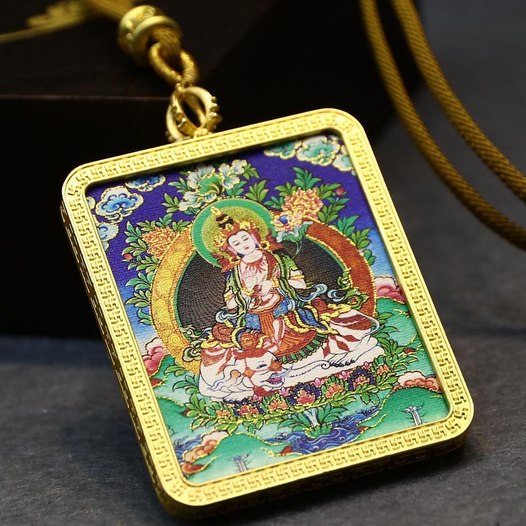 Тибетская подвеска-танка: Восемь Защитников с Гуань Гуном, Жакхилой Лхамо и Авалокитешварой