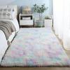 Gradient Shaggy Dip-Dye Rug Foldable Long Pile Carpet Bedroom Living Room Decor Non-Slip Mat
