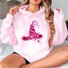 Pink Witch Hat Breast Cancer Graphic Hoodies Breast Cancer in October We Wear Pink Halloween Pullover Women Sweatshirts Gifts