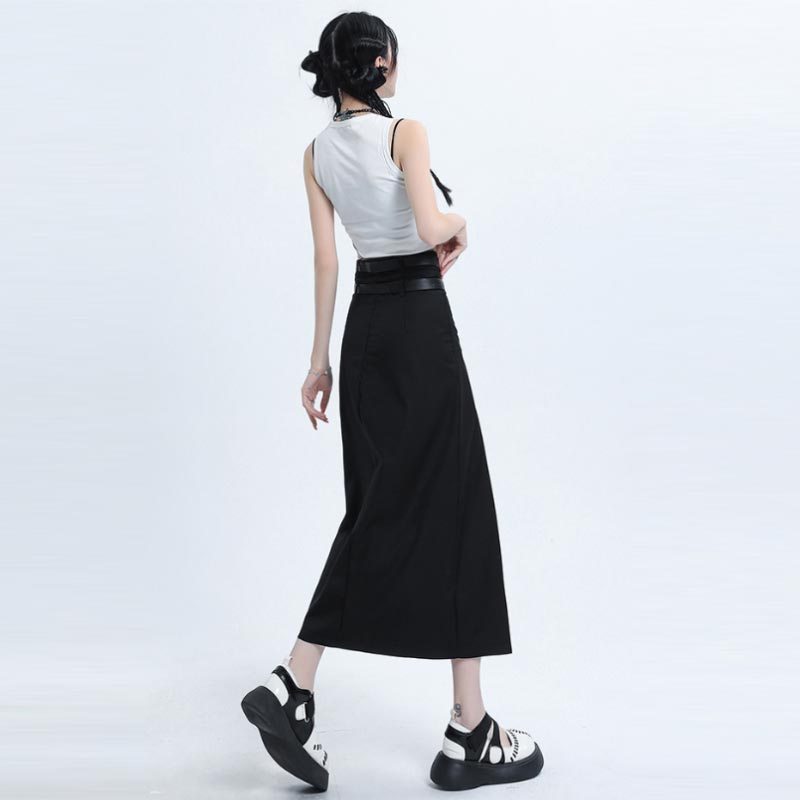 Юбка-миди с высокой талией для женщин, осенняя повседневная плиссированная длинная юбка трапециевидной формы, серая, черная, модная одежда в корейском стиле, женская Y2k
