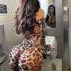 Leopard Print Women's Long-sleeved Bodysuit Bodysuit
