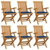 Day and Night - Day and Night Garden Chairs 6 Units Teak Wood with Royal Blue Cushions