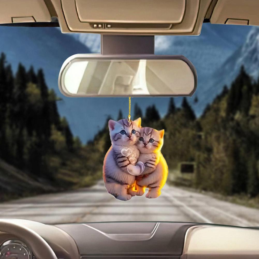 Акриловая парная подвеска в виде кошки 2D, украшение для кошки, акриловое парное зеркало, украшение для кошки, украшение для котенка, брелок для ключей с задним видом, подвесной V7V4