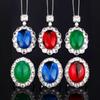 Jewelry European Simulation Pigeon Blood Red Corundum Blue Spinel Plain Surface Retro Set Main 15 * 20