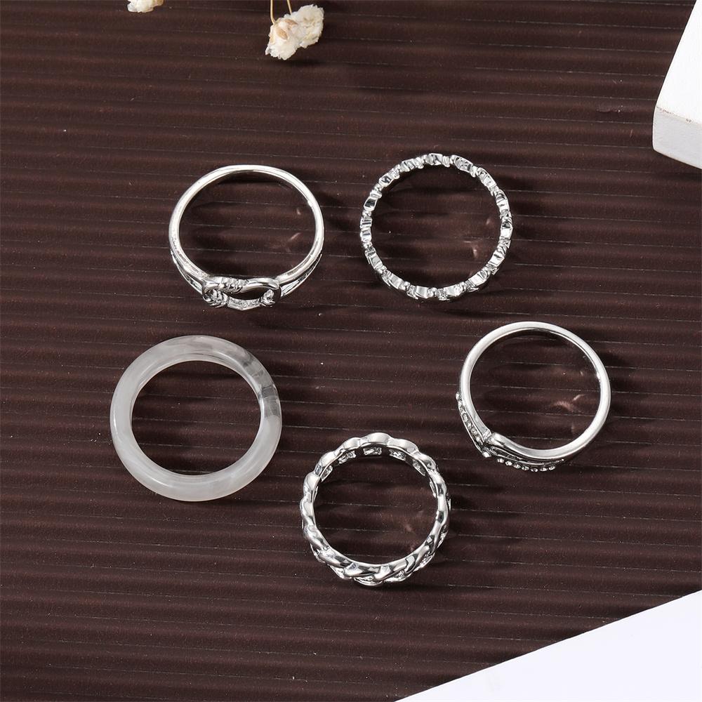 Набор винтажных полых металлических колец серебряного цвета с геометрическим рисунком для женщин, ювелирные аксессуары
