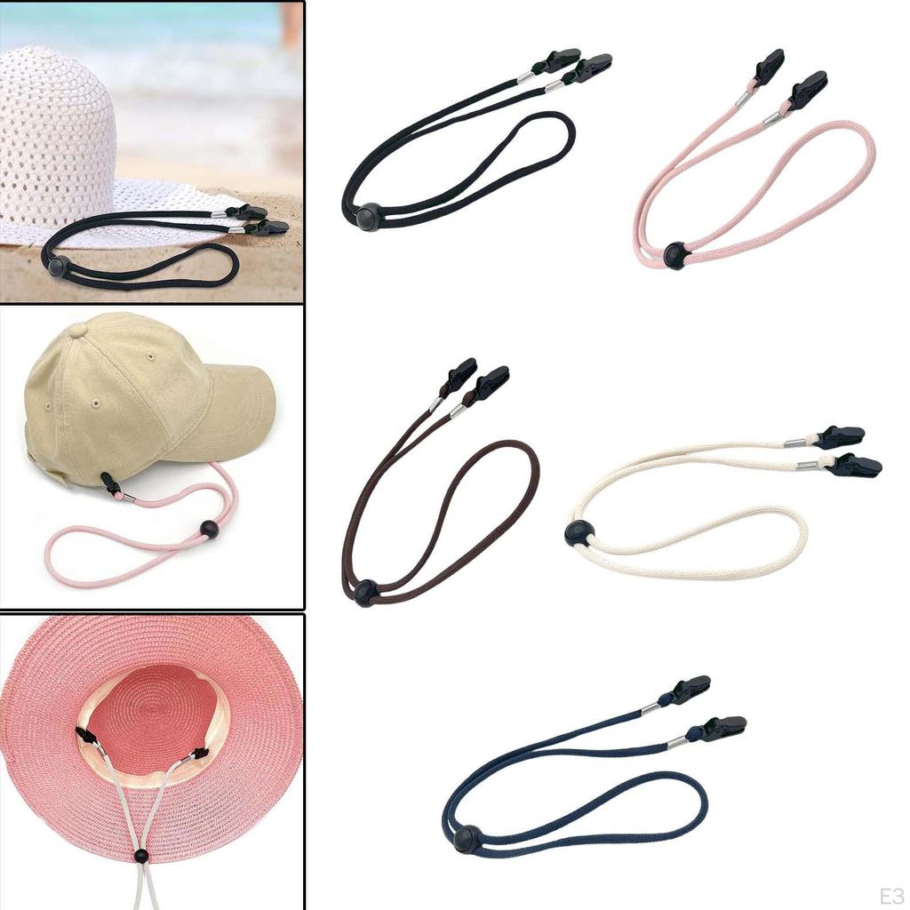 Hat Band Clips Cap with Cord Locks Polyester Leash Clip Holder for Camping