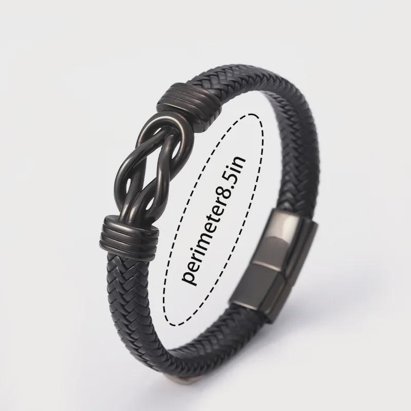 Stainless Steel Men's Retro Magnetic Leather Bracelet - European & American Style Jewelry