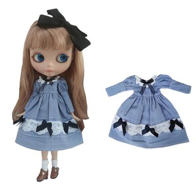 Rakulifey Набор одежды для Blythe, Включает одежду, платье и аксессуар для волос, Подходит для кукол Obitsu 24, Набор из 2 предметов (Серый Синий)