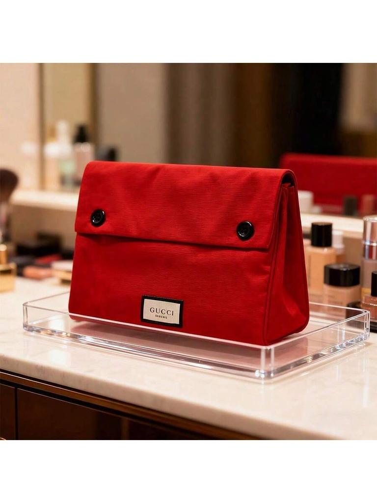 Gucci Женская красная косметичка, портативный клатч большой вместимости, портативная сумка для хранения, ретро и элегантная, подходит для ношения при выходе из дома