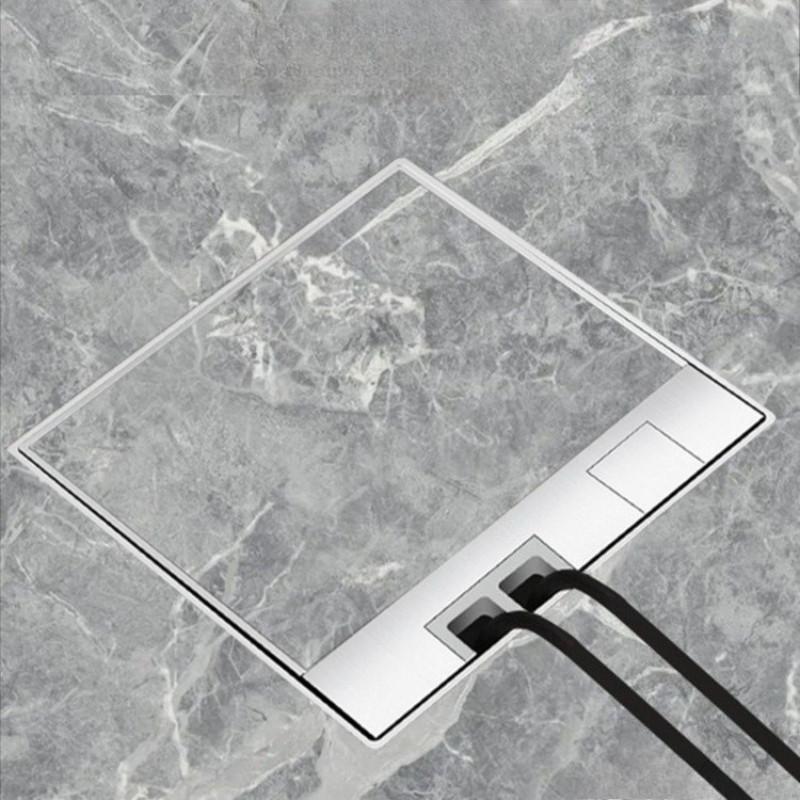 Marble Flat Floor Insert Multifunctional Pure Stainless Steel Power Ground Plug Household Floor Socket Box