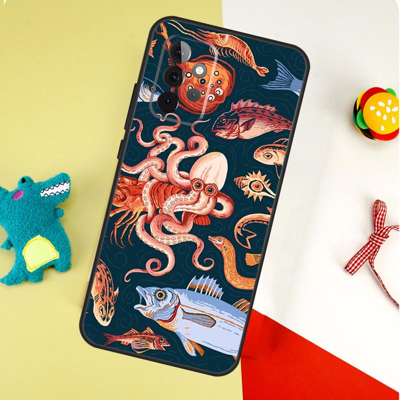 Морская жизнь Осьминог Чехол для Samsung Galaxy A54 A34 A24 A14 A12 A22 A32 A42 A52 A72 A52S A51 A71 A13 A53