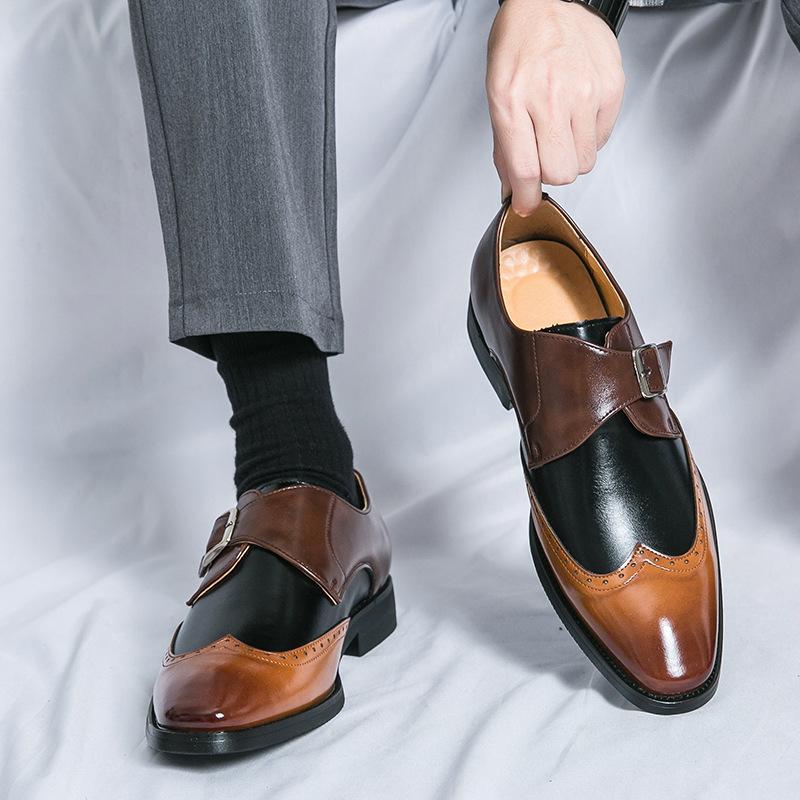 Мужские туфли смешанных цветов, модные туфли с застежкой, формальные туфли для джентльменов, повседневные туфли без застежек, деловая обувь, sapato social masculino