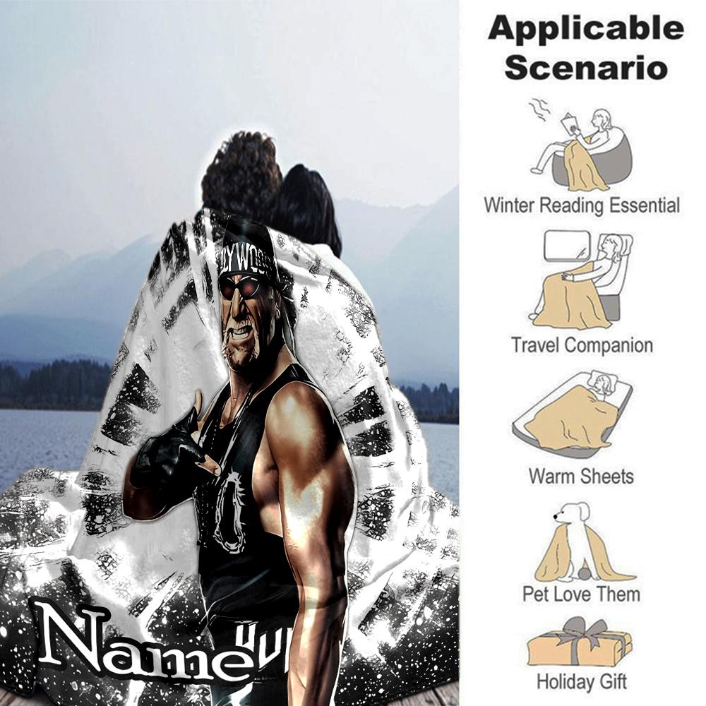 Customiz Name Personality Hulk Hogan Blanket Soft &Warm Sofa Office Bed Travel Lunch Break Blanket, Gift Suitable All Seasons