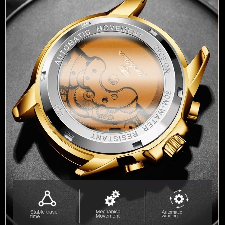 JINSHIDUN брендовые многофункциональные автоматические механические часы с турбийоном мужские часы мужские часы