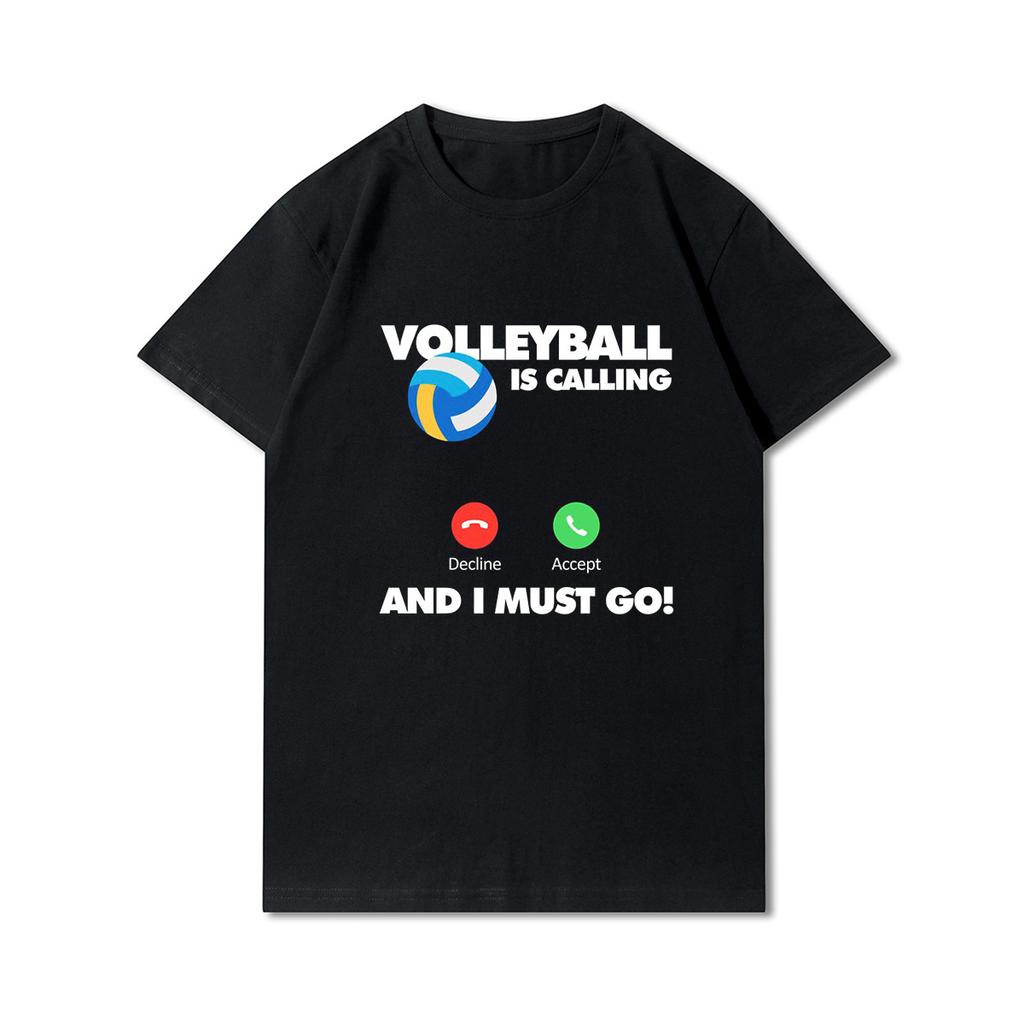 Plus Size Printed Men T Shirts O-Neck Volleyball Heartbeat Volleyball Player Short-Sleeves Tops