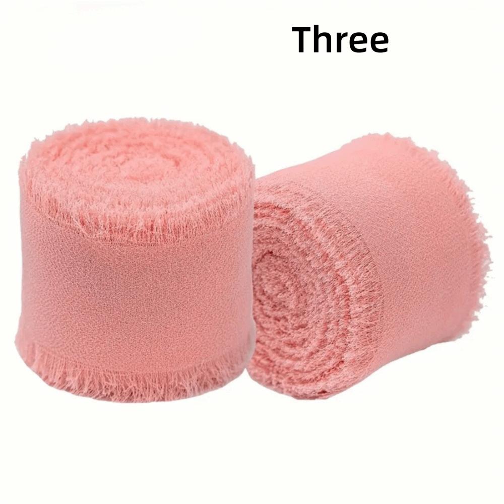 3 Rolls 5m Fringe Chiffon Silk Ribbon DIY Craft Hairy Chiffon Ribbon Wedding Invitations