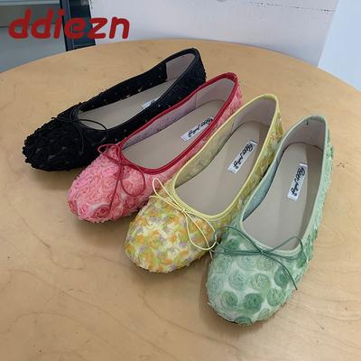 Модная обувь с бантом-бабочкой, женские слипоны, женские балетки, весна-лето, женские, неглубокие, модные, с цветком, женские балетки