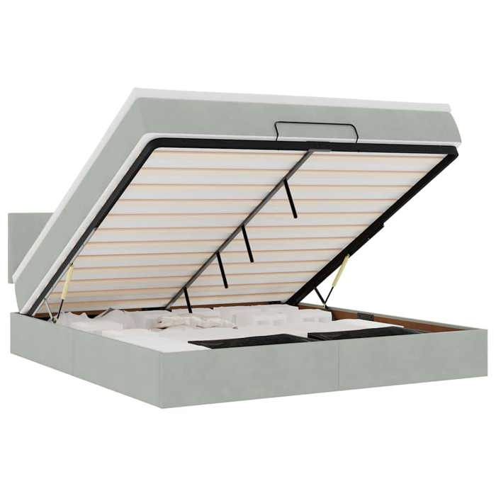 VidaXL Cadre de lit ottoman avec matelas gris clair 180x200 cm velours, cadre de lit, cadre de lit rembourré, cadre de lit 3311717